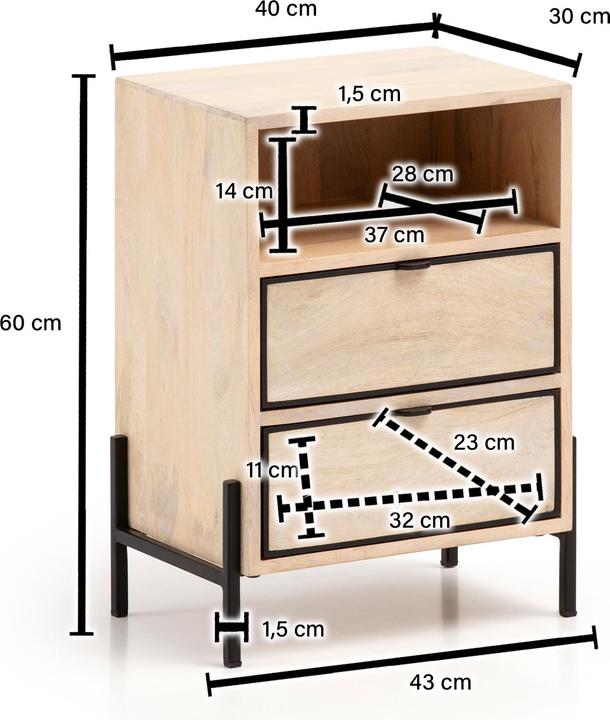 Image du produit FineBuy Chevet FB96459 bois massif marron