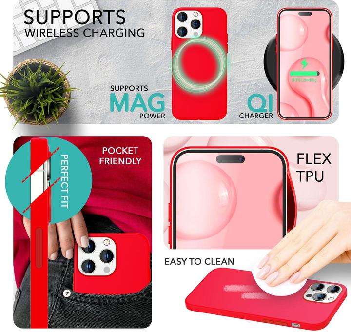 Produktbild Nalia Liquid Silikon Hülle mit MagSafe Funktion & 2x Display Schutzglas (Apple iPhone 14 Pro Max)