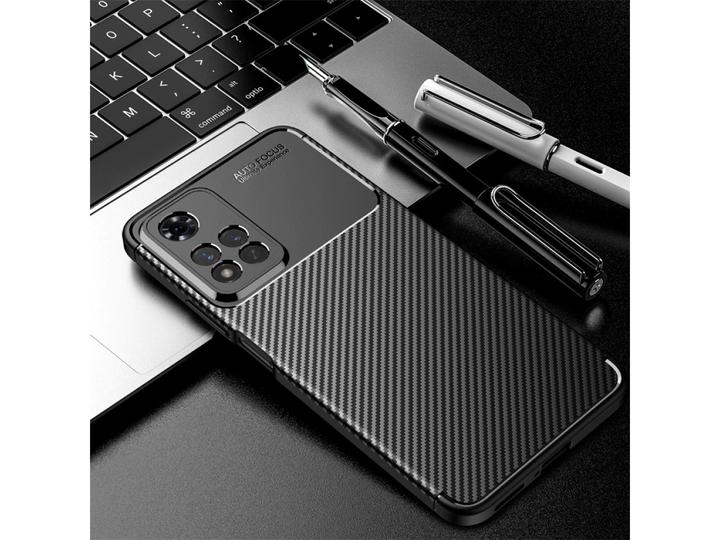Actual product image Screenguard Xiaomi Redmi Note 11S Cover Carbon Design TPU Case (Xiaomi Redmi Note 11S)