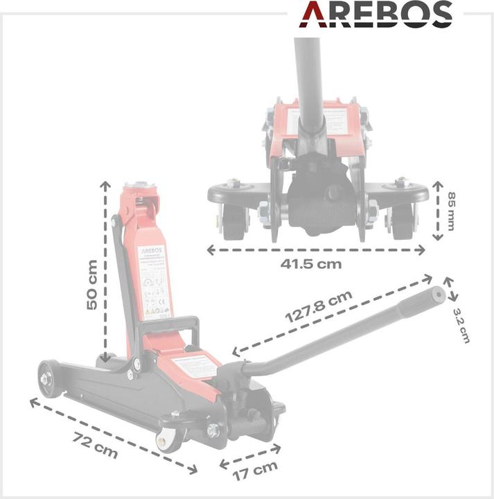 Actual product image Arebos 2t Hydraulischer Rangierwagenheber mit Gummiauflagen