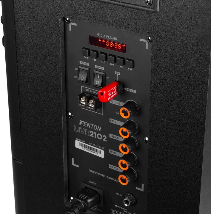 Actual product image Fenton Party speaker - LIVE2102 Partystation met Bluetooth en lichteffecten - Met (Active)