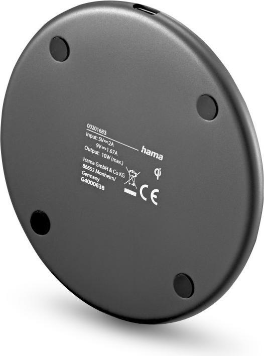 Produktbild Hama Wireless Charger, 10W, kabelloses Smartphone-Ladepad, Schwarz (10 W)