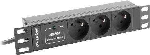 Produktbild Lanberg PDU-03E-0200-BK power distribution unit (PDU) 3 AC outlet(s) 1U Black