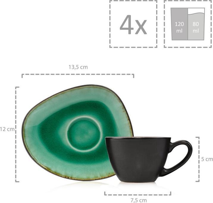 Produktbild Sänger Geschirr Espressotassen Set Palm Beach mit Untertassen (120 ml, 8 x)