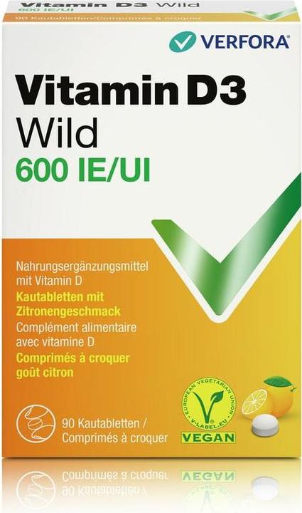 Image du produit Wild Pharma Vitamine D3 sauvage 600 IE vegan 60 pcs. (90 pièce(s), Cachets, 25 g)