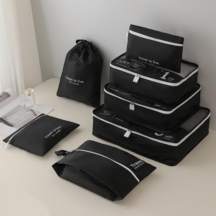 Only-Bags.Store 7 Stück Packwürfel für Koffer, leichtes Reisegepäck Packing Organizer, Kompression Lagerung Schuhe