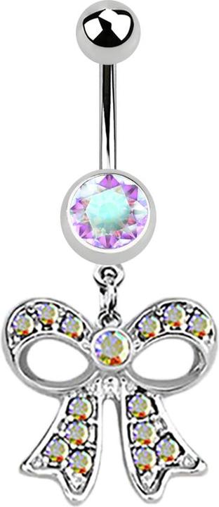 Star Piercing Banane silber mit Anhänger Masche multicolor (Chirurgenstahl 316L)