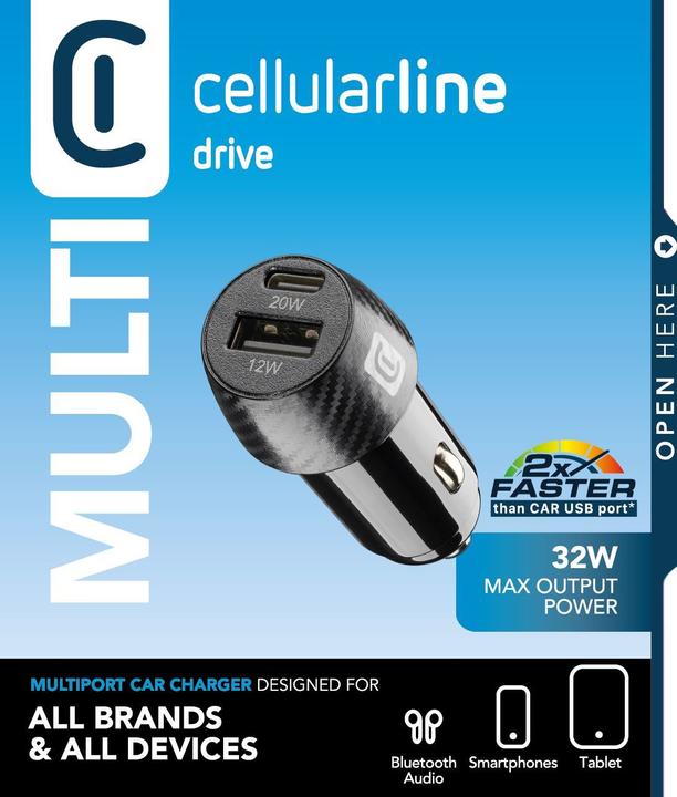 Immagine prodotto Cellularline Car Multipower 2 FAST+ - iPhone, Samsung, Huawei and other Smartphones and Tablets