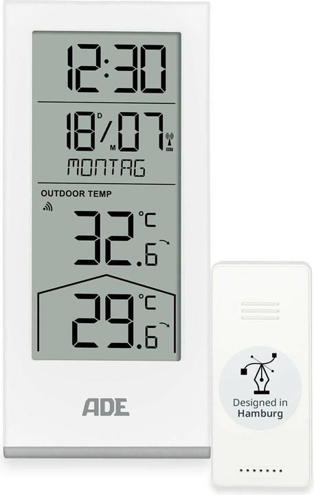 Actual product image ADE Wetterstation mit Funk-Aussensensor Weiss, Funktionen