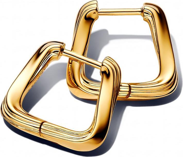 Actual product image Pandora Twisted Triangle Small Hoop Earrings (Gold plated, Metal)