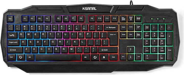 Produktbild Nedis Wired Gaming Keyboard Gaming-Tastatur mit Kabel USB 2.0 US-amerikanisches Tastaturlayout Schwa (Eng. Int., Kabelgebunden)