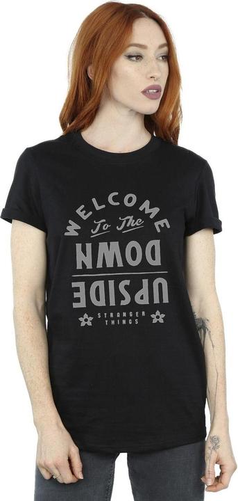 Actual product image Netflix Womens/Ladies Stranger Things Welcome To Upside Down Cotton Boyfriend T-Shirt (M)