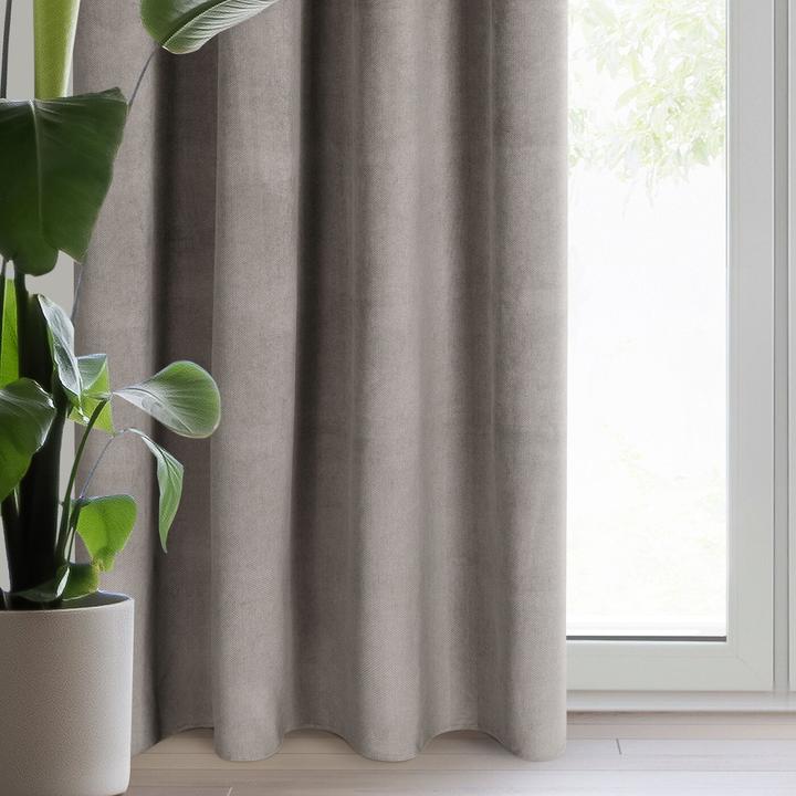 Productafbeelding Eurofirany Fluwelen gordijn MILO met fijn structuurpatroon, gewicht 200 g/m2, askleur, 140 x 300 cm, (140 x 300 cm)