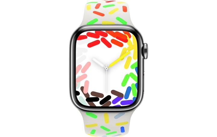 Actual product image Apple Pride Edition Sport Band S/M (41 mm, Fluoroelastomer, Apple Watch Series 7, Apple Watch Series 9, Apple Watch Series 8)