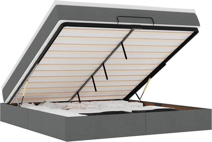 Actual product image VidaXL Ottoman bed with mattress dark grey 160x200 cm fabric (160 x 200 cm)