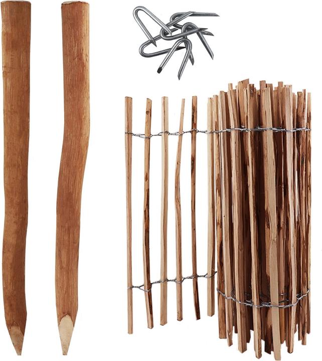 Produktbild Aquagart 30 Holzpfosten für Staketenzaun 1,5m I Durchmesser 6-9cm I Zaunpfosten aus Haselnuss I Zaun-Pfahl