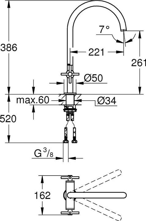Valori nutrizionali e ingredienti Grohe Miscelatore per lavello a due maniglie ATRIO 1/2" uscita C su-st