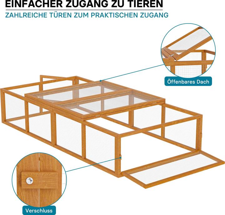 Produktbild Wiltec XXL Freilaufgehege Holz 1800x900x480mm Freilauf Kleintierstall Kaninchen