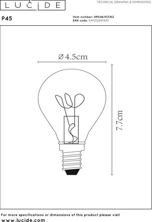Immagine prodotto Lucide E14 (E14, 3 W, 165 lm, 1 x, G)