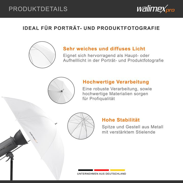 Immagine prodotto Walimex Ombrello a luce trasmessa 140cm (Ombrello, 140 cm)