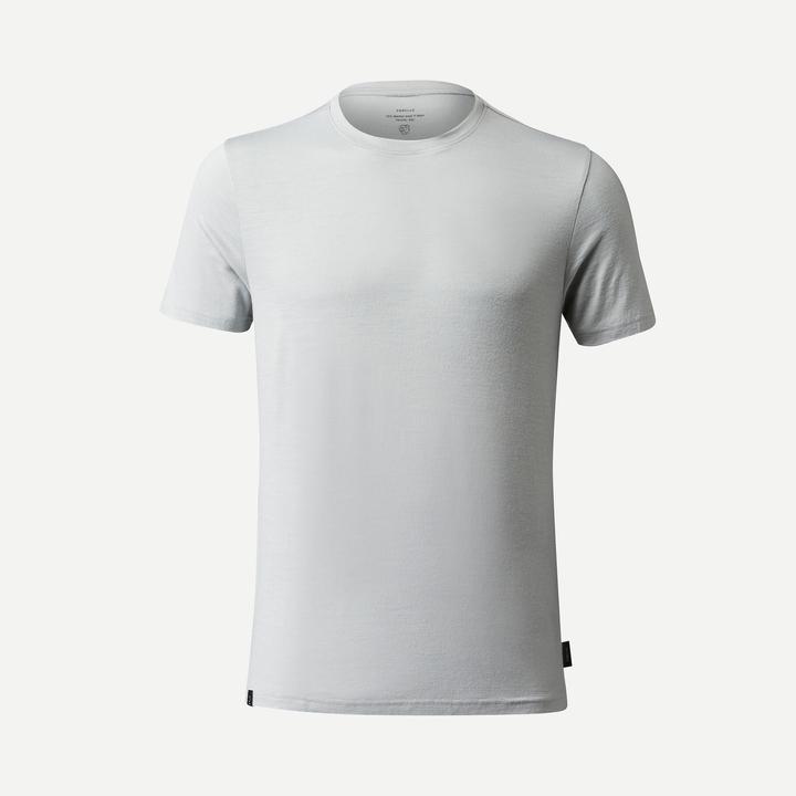 Actual product image Forclaz Merino shirt men's short sleeve backpacking - Travel 500 grey (S)