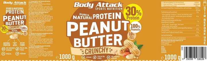 Nutritional values and ingredients Body Attack Peanut Butter (1000 g)