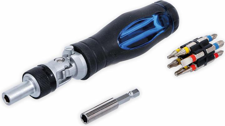 BGS Joint Screwdriver Bit Set | with Ratchet Spinner Handle, reversible | 14 pcs. (External hexagon)