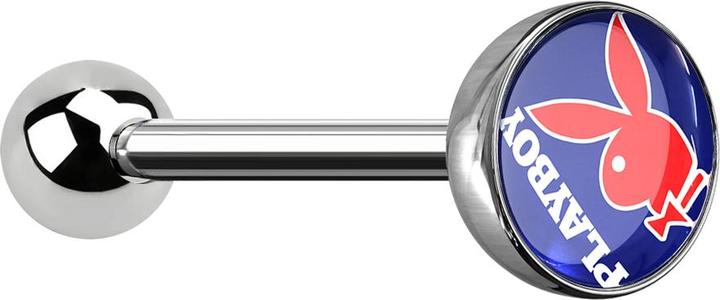 Immagine prodotto Star Piercing Barbell silber mit Kugel und Kugel Playboy Bunny blau (senza ottone, Acciaio chirurgico 316L)