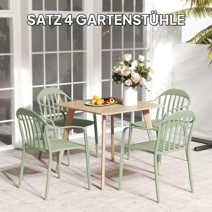 Actual product image Swisshandel24 4er Set Gartenstuhl, Kunststoff, stapelbar, bis 120 kg, Grün