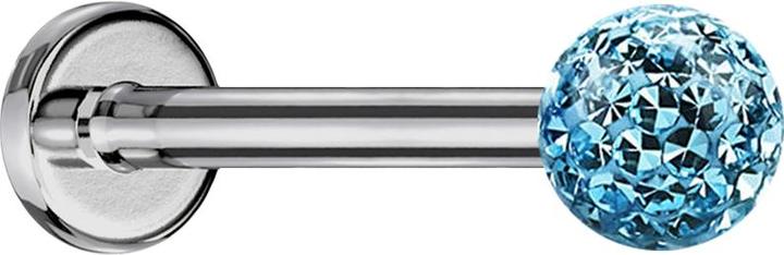 Actual product image Star Piercing Micro Labret silver with crystal ball aqua and epoxy protective layer (without brass, Titanium G23)