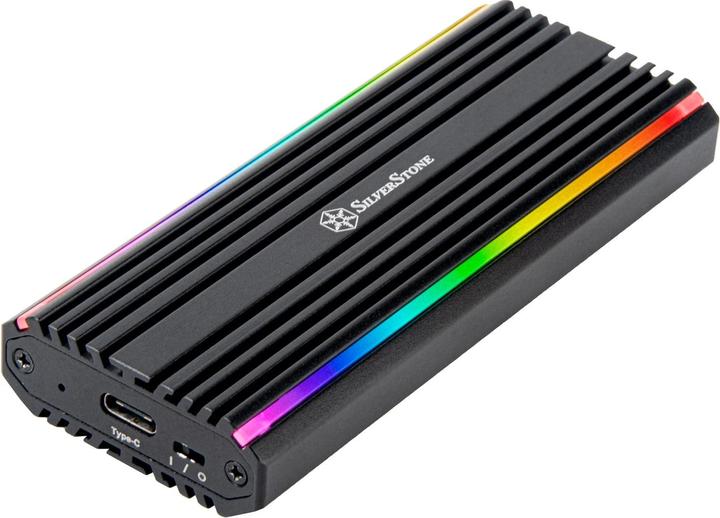 Actual product image Silverstone Technology SST-MS13 - USB-C 3.2 Gen2 10 Gbps NVMe / SATA M.2 SSD RGB Enclosure, 71175, Sc (M.2 2230)