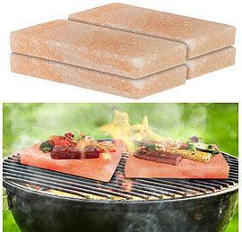 Rosenstein & Söhne 4er-Set Salzsteine zum Grillen, 10 x 20 x 2,5 cm