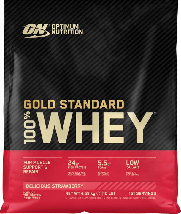 Actual product image Optimum Nutrition 100% Whey Gold Standard (Delicious Strawberry, 1 pcs., 4540 g)
