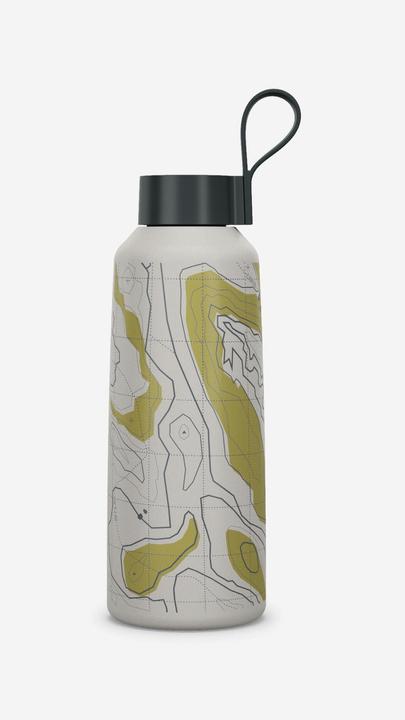Immagine prodotto Quechua Trinkflasche 1 l Edelstahl Schraubverschluss Wandern - Carto 100 Karte/grün (1 l)