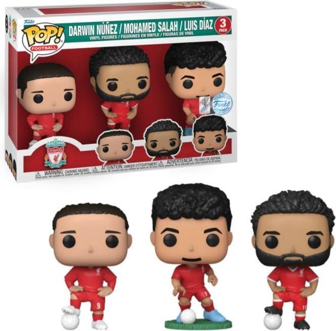 Actual product image Funko POP! 3-Pack Liverpool Darwin Núñez / Mohamed Salah / Luis Díaz Exclusive