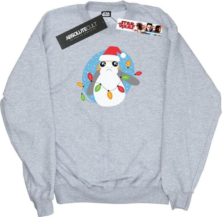 Actual product image Star Wars Mens The Last Jedi Porg Christmas Lights Sweatshirt (S)