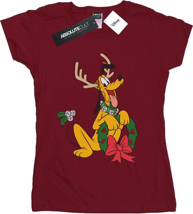 Actual product image Disney Womens/Ladies Pluto Christmas Reindeer Cotton T-Shirt (XL)