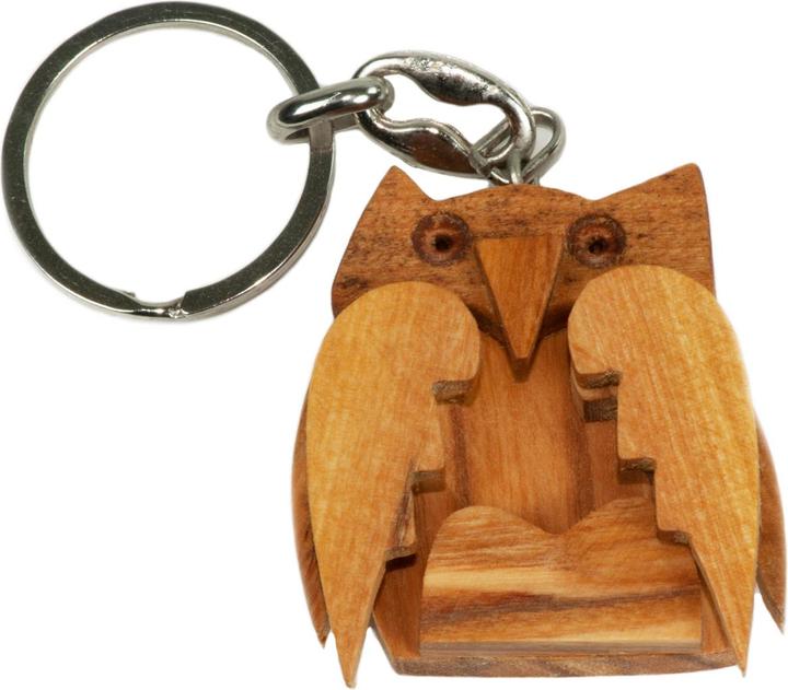 Produktbild Natura Punto Schlüsselanhänger Eule, aus Olivenholz, braun, 5 x 5cm