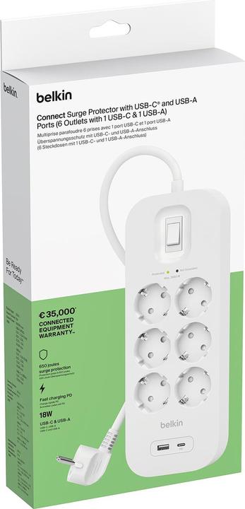 Immagine prodotto Belkin Protezione contro le sovratensioni Surgemaster (6 x, CEE 7/3, 2 m)