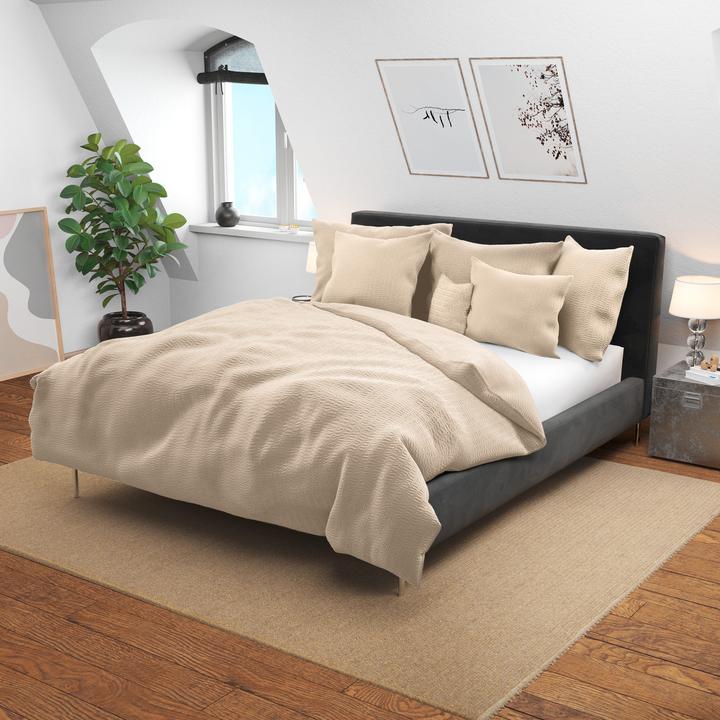 Image du produit Lotus Bettwaren Parure de lit en satin seersucker uni (Housse de couette, 200 x 210 cm)
