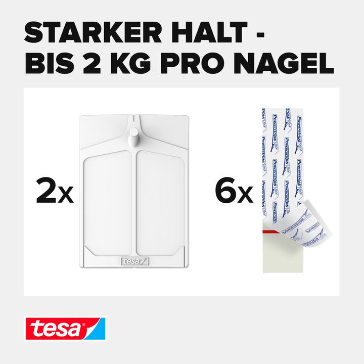 Actual product image tesa Adhesive nail for wallpaper & plaster, 2kg holding power, removable without a trace & reusable, 2