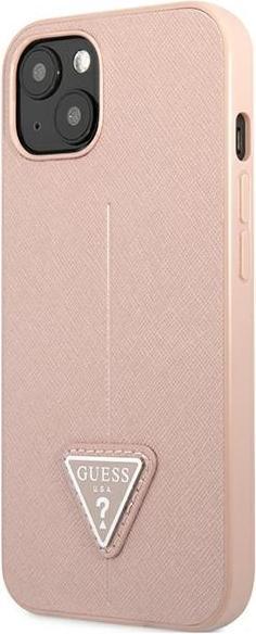 Image du produit Guess GUHCP13SPSATLP iPhone 13 mini 5.4 pouces Rouge/Rose Hard Case SaffianoTriangle Logo (Apple iPhone 13 mini)