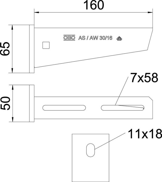 Image du produit OBO Bettermann AW 30 61 FTK LGR Console murale et à manche avec plaque de tête