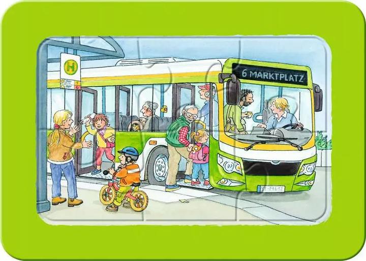 Produktbild Ravensburger Kinderpuzzle - 12004039 Unterwegs mit Bus, Bahn und Flugzeug - my first puzzle mit 3x6 (18 Teile)