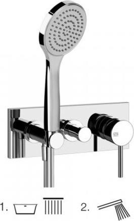 Actual product image Gessi Emporio Via Tortona finish-mount set for single-lever bath mixer, 2-way diverter, direct wall