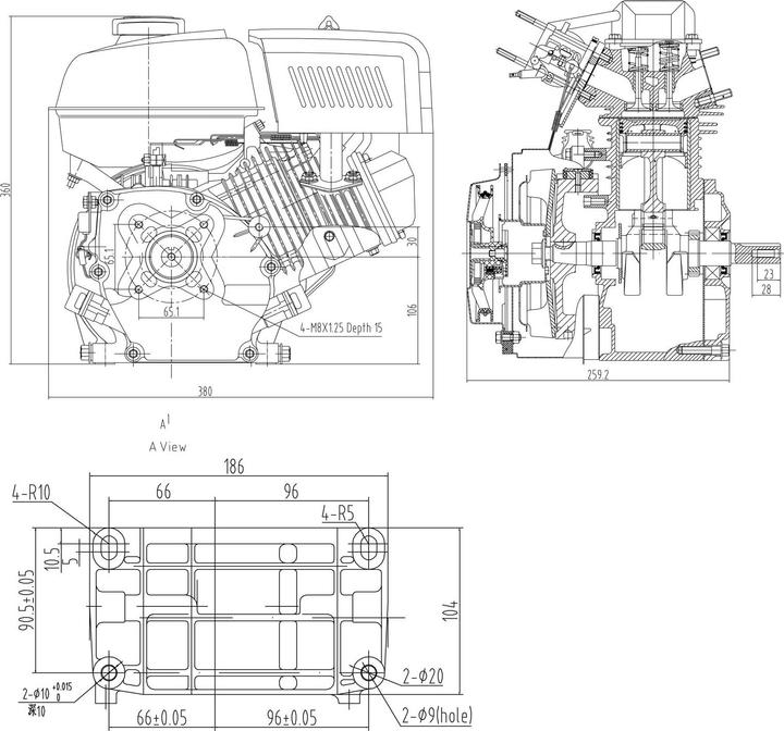 Actual product image Wiltec LIFAN 168 Petrol Gasoline Engine 4.8kW (6.5Hp) 0.75 inch with Electric Start (Lawn mower)