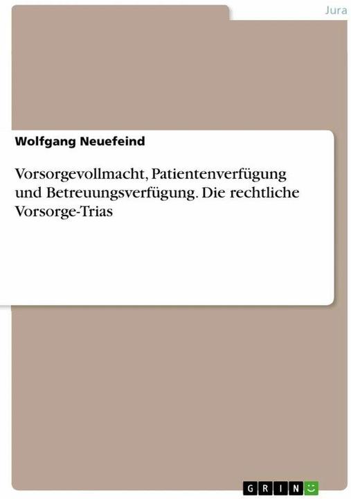Produktbild Vorsorgevollmacht, Patientenverfügung und Betreuungsverfügung. Die rechtliche Vorsorge-Trias (Deutsch, Wolfgang Neuefeind, 2021)