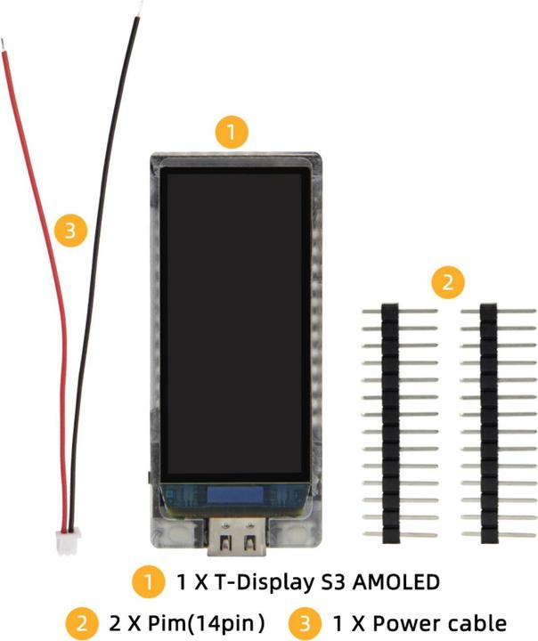 Immagine prodotto Lilygo AMOLED T-Display-S3 ESP32-S3 con display da 1,9 pollici