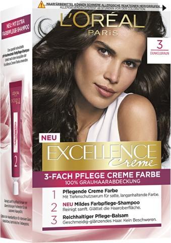 Produktbild L'Oréal Paris 3-Fach Pflege Creme Farbe (3 Dunkelbraun, 3-Fach Pflege Creme Farbe)