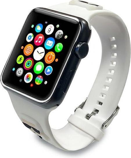 Karl Lagerfeld Pasek KLAWLSLCKW Apple Watch 42/44/45mm cinturino in silicone bianco Karl & Choupette H (Silicone)